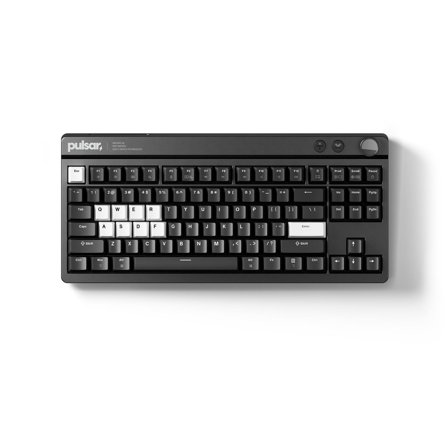 Pulsar XBOARD QS Mechanical Gaming Keyboard – QMK/VIA, Hot Swappable Linear Switch, TKL Layout Gasket Mount, Aluminum Frame, RGB LED Backlit, Knob, Dual PC Quick Switch for Mac/Windows (Black)