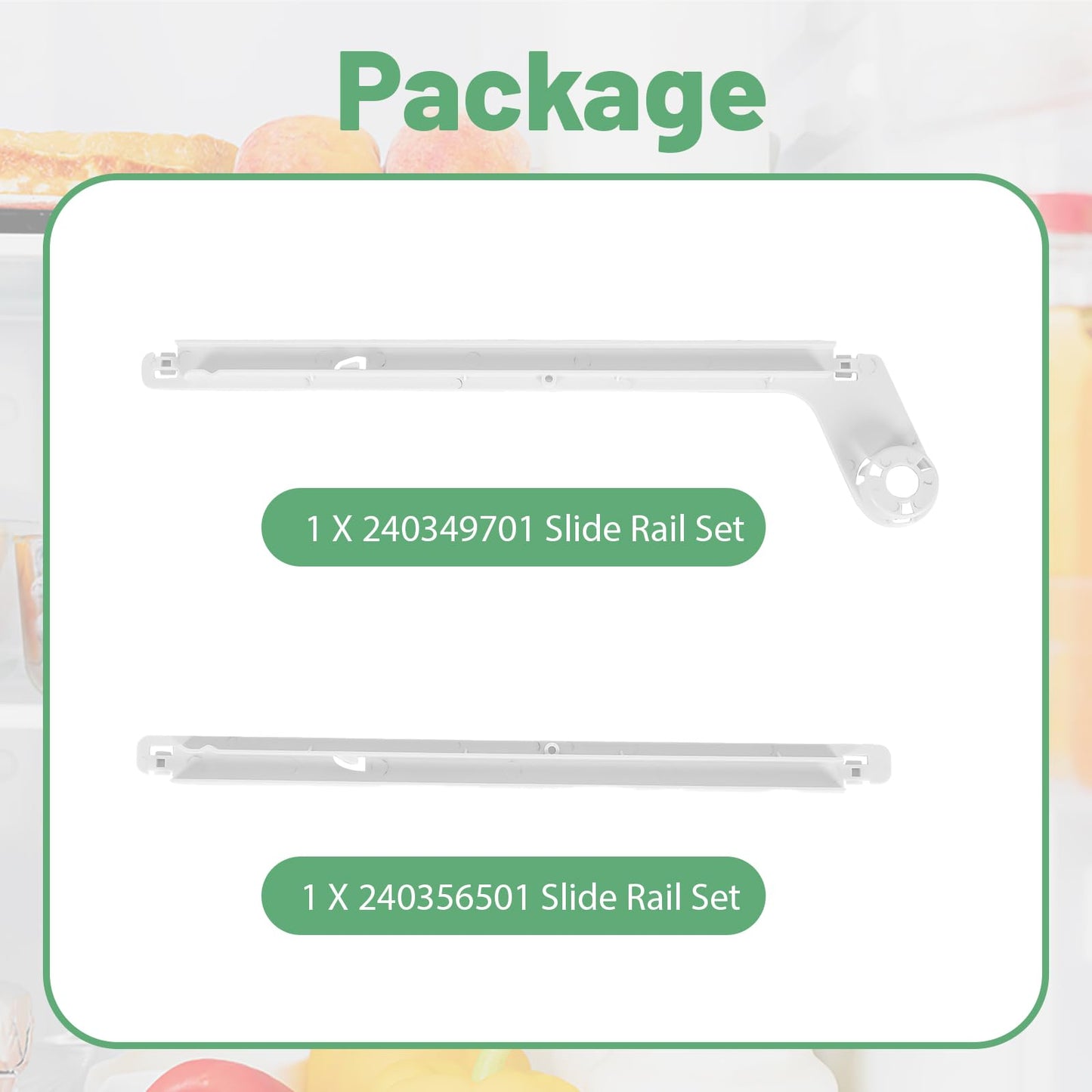HECASA 240349701 240356501 Refrigerator Slide Rail Compatible with Frigidaire Kenmore Refrigerator Side-By-Side Refrigerator Slide Rail White Meat Pan Hanger