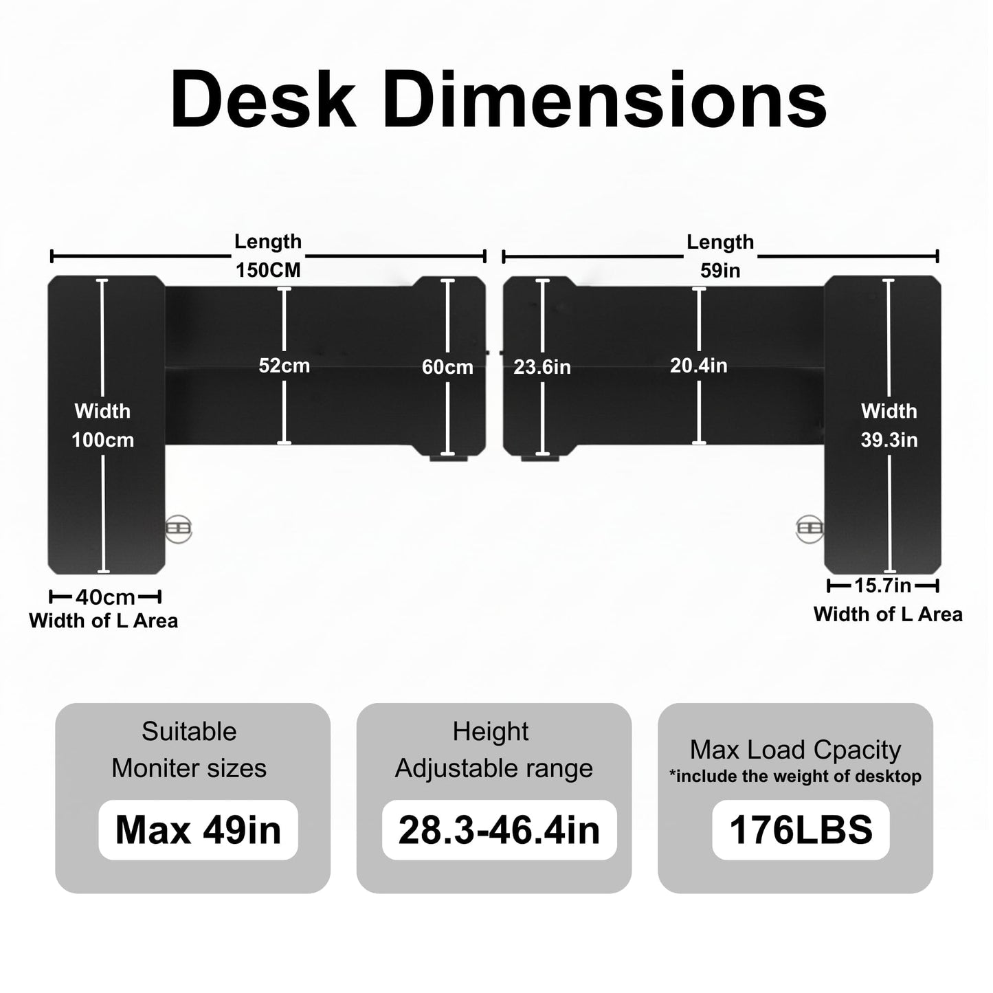 Acrolix 59 Inch L Shaped Standing Desk Electric Adjustable Height, Corner Standing Desk, Electric Sit Stand Table with Reversible Splice Boards for Computer Office Home (Rustic Brown)