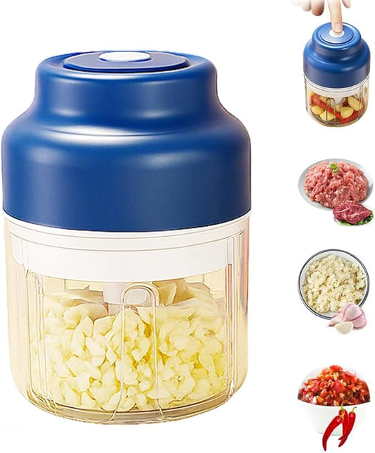 Electric Garlic Chopper, 2026 Upgraded Food Processor, USB Rechargeable Portable Wireless Veggie Chopper with 6 Stainless Steel Blades for Garlic Onion Chili Nuts Meat (blue, 250ml)