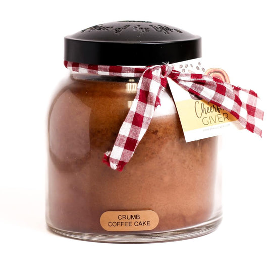A Cheerful Giver — Crumb Coffee Cake - 34oz Papa Scented Candle Jar with Lid - Keepers of the Light - 155 Hours of Burn Time, Gift for Women, Brown