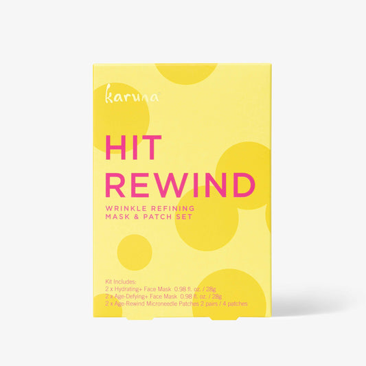 Karuna Hit Rewind Wrinkle Refining Mask and Patch Set, Includes 2 Hydrating Face Masks, 2 Age-Defying Face Masks, and 4 Microneedle Patches