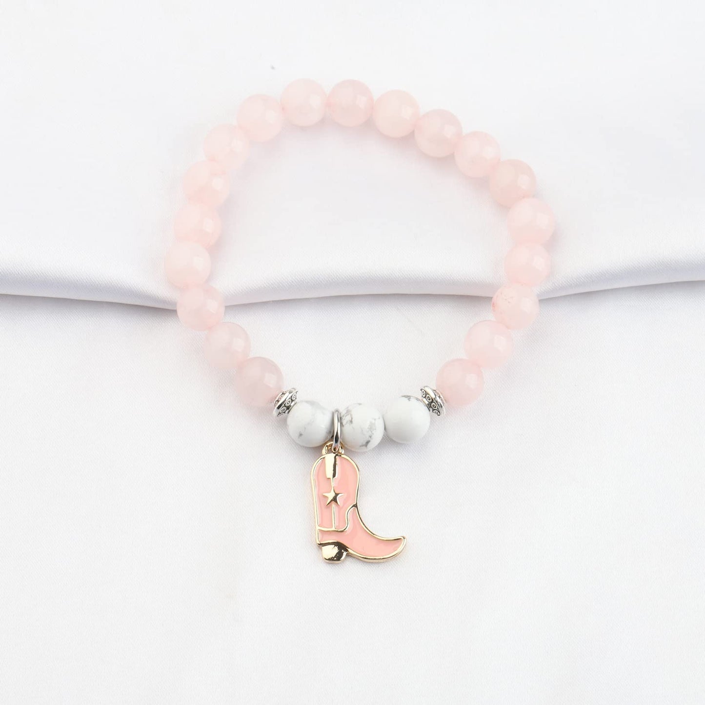 FUSTMW Cowgirl Boot Bracelet Horse Lovers Equestrian Gift for Horse Rider Owners Cowgirl Jewelry for Women (Pink Bracelet)