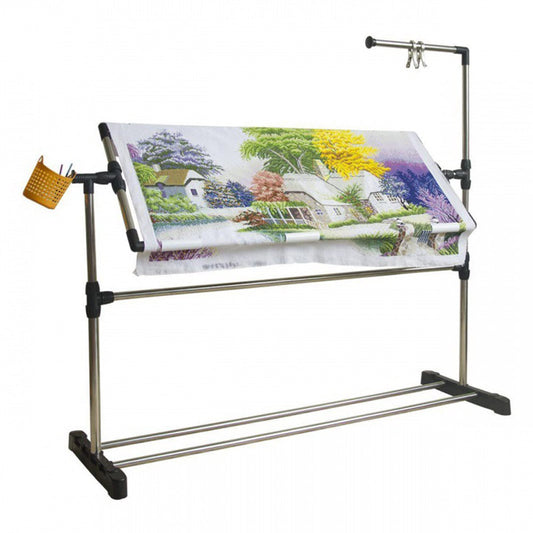 Adjustable Embroidery Stand, 360°Rotated Needlework Floor Frame, Standing Embroidery Lap Table, Cross Stitch Craft Stand for Art Craft Sewing Holder