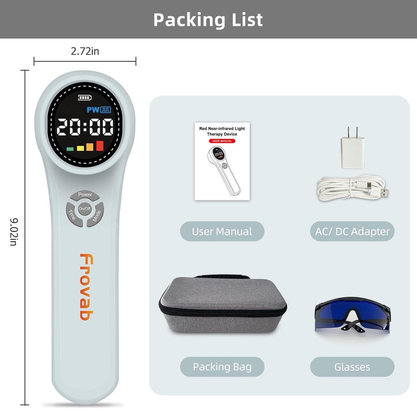 Frovab Cold Light Therapy Machine, 4x980nm+4x810nm+16x660nm, Red Light Therapy Device at Home, Infra Red Light Therapy for Pain, Hand Held Red Light Therapy Device for Elbows, Knees, Shoulders, Hands