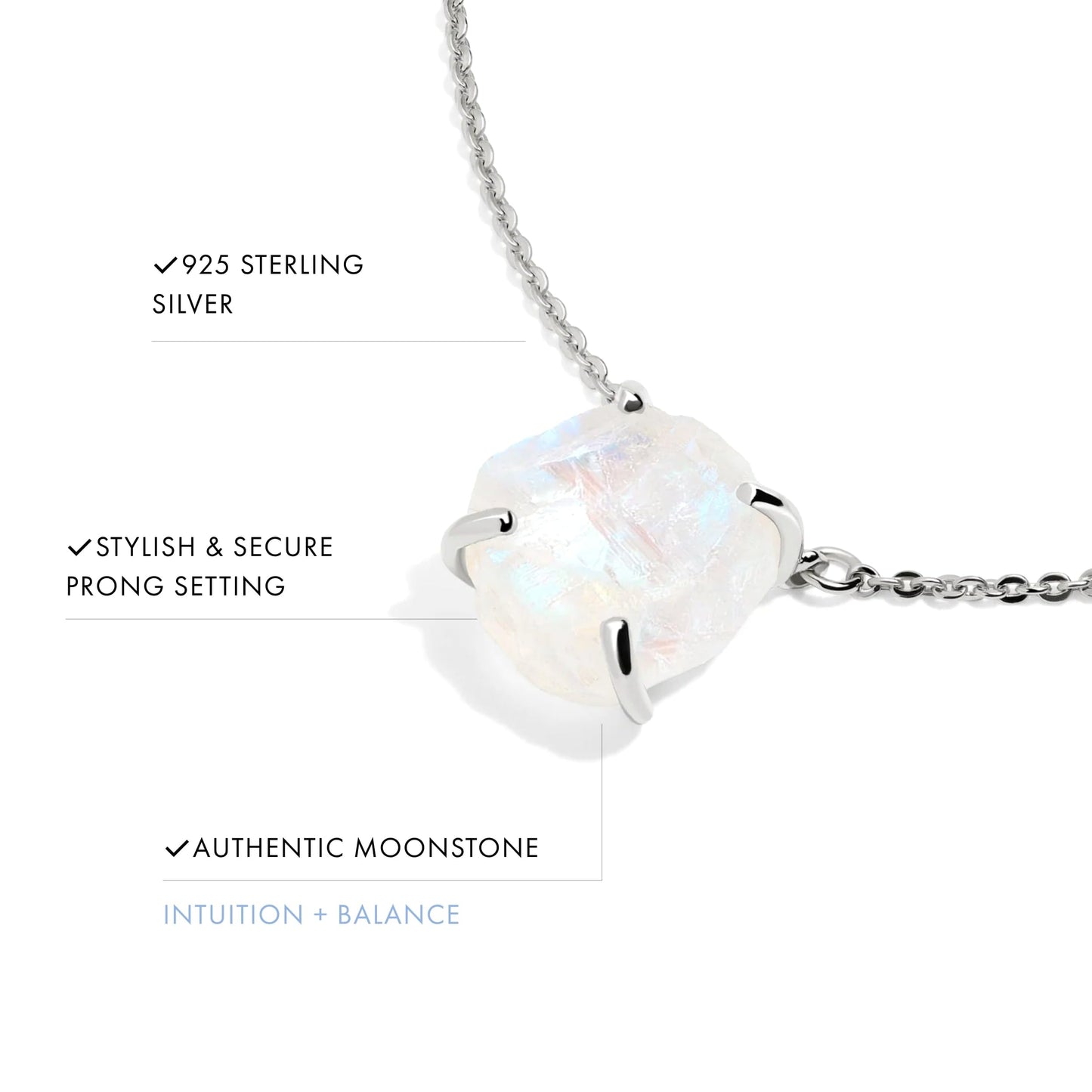 Moon Magic - Authentic Moonstone Necklace for Women | Onyx, Black Obsidian Necklaces/Real 925 Sterling Silver/18k Rose and Yellow Gold Enchanted Crystal Necklace for Women | Genuine Gemstone Jewelry
