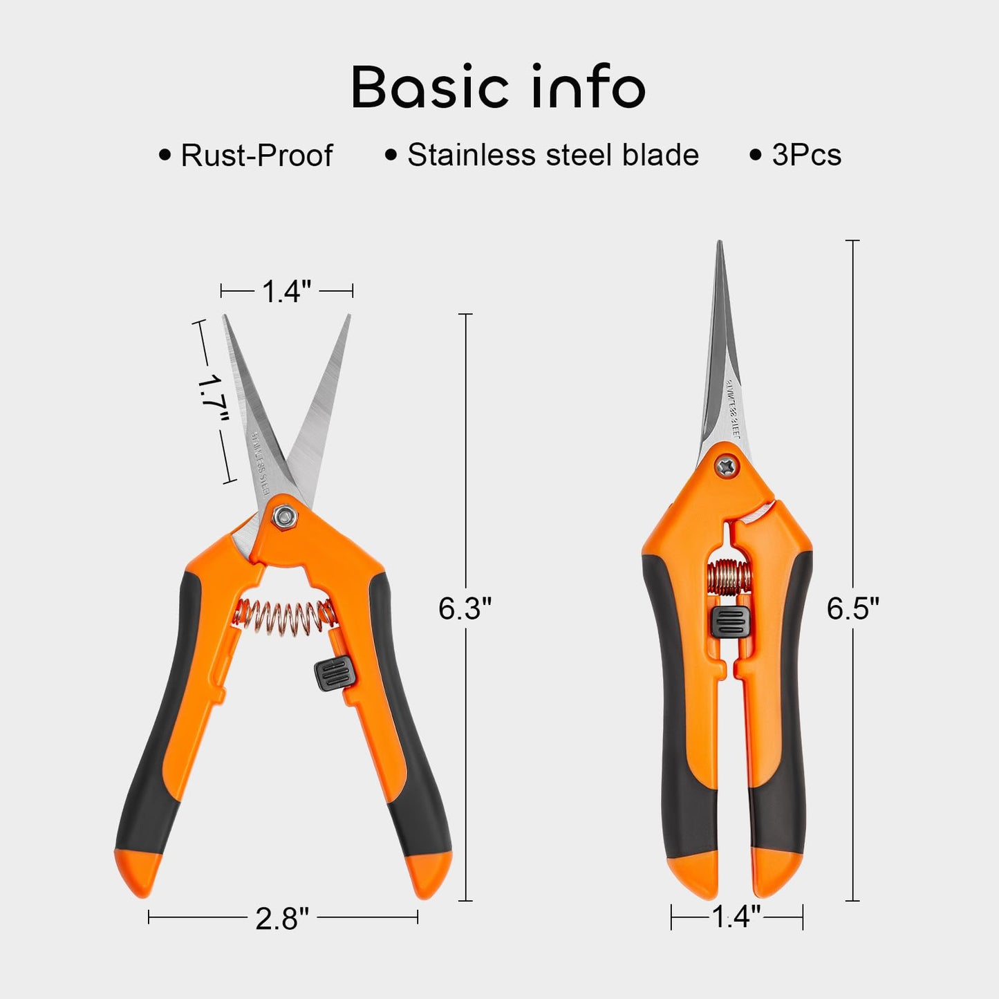 GROWNEER 6 Packs Pruning Shears Gardening Hand Pruning Snips with Straight Stainless Steel Precision Blades