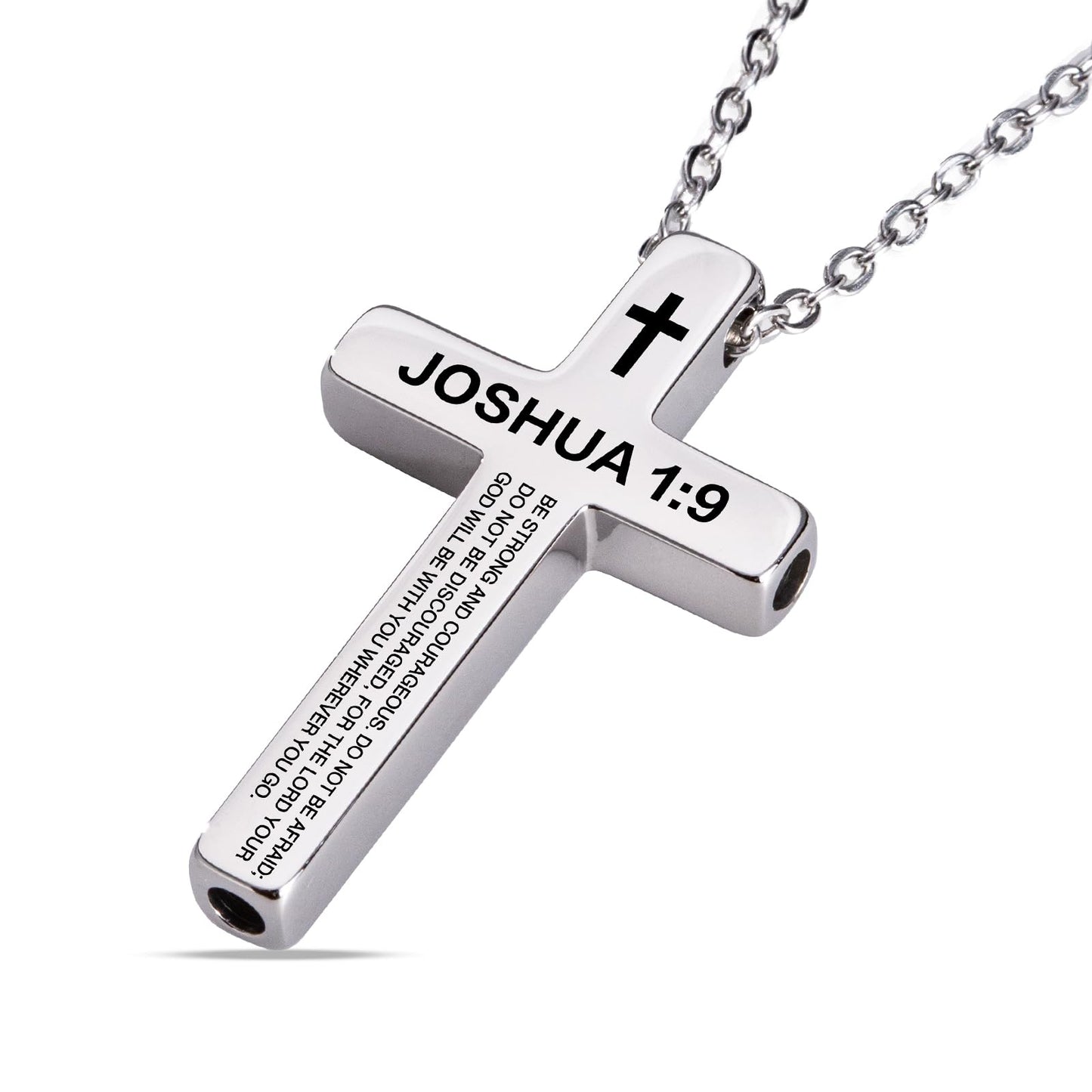 FUNPAR Cross Breathing Necklace for Anxiety, Inspirational Bible Verse Mindfulness Pendant Necklace, Stainless Steel Meditation Breathwork Tool, Anxiety Relief Items for Teens Gift(Silver 1: 9)