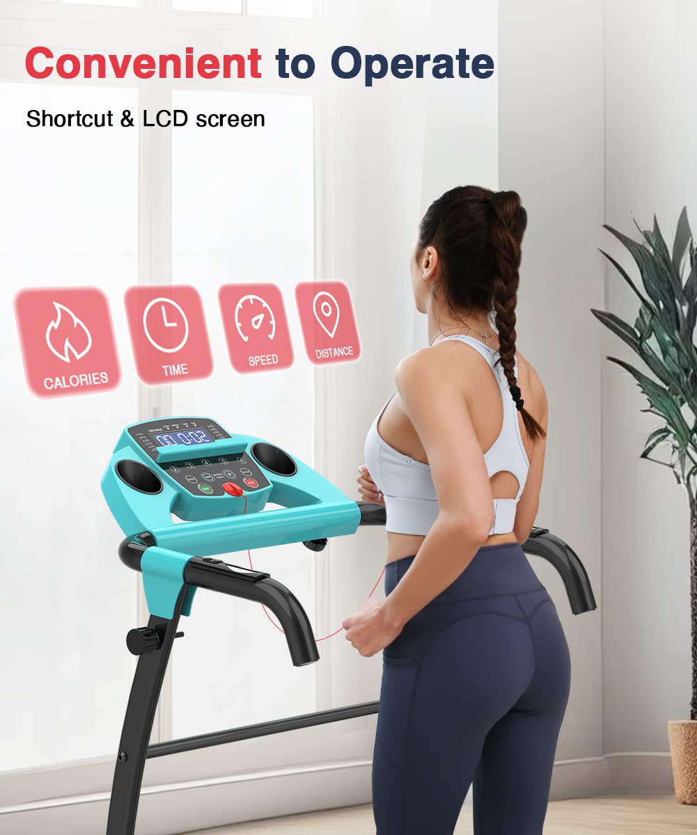 REDLIRO Electric Treadmill Foldable Exercise Walking Machince for Apartment Home/Office Jogging Compact Folding Easy Assembly 12 Preset Program 2 Wheels LCD Display