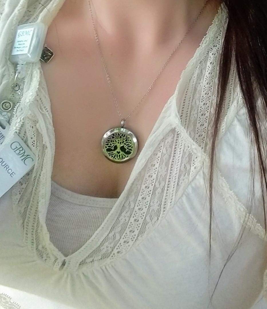 Aromatherapy Essential Oil Diffuser Necklace 316L Stainless Steel Locket Pendant with 24 Inch Chain (Dog Paw)