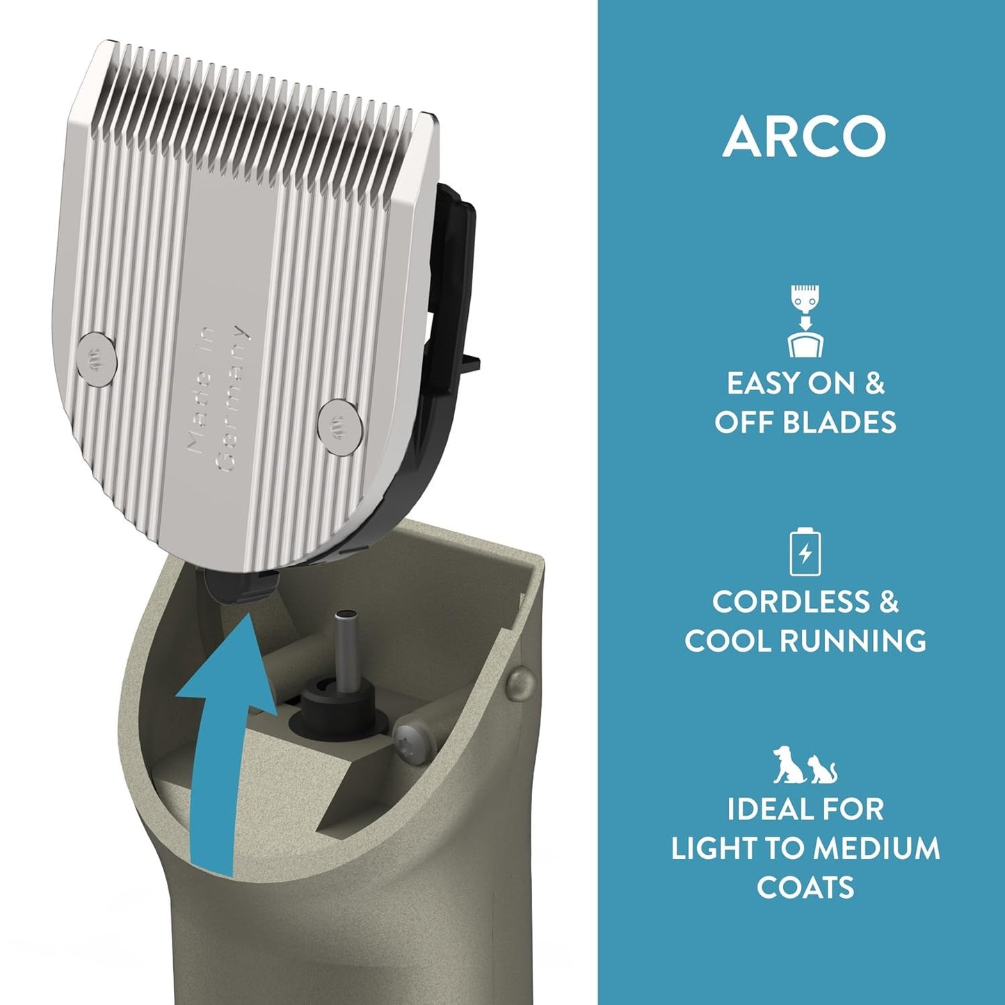 Wahl Professional Animal Arco Pet, Dog, Cat, and Horse Cordless Clipper Kit, Champagne (8786-452)