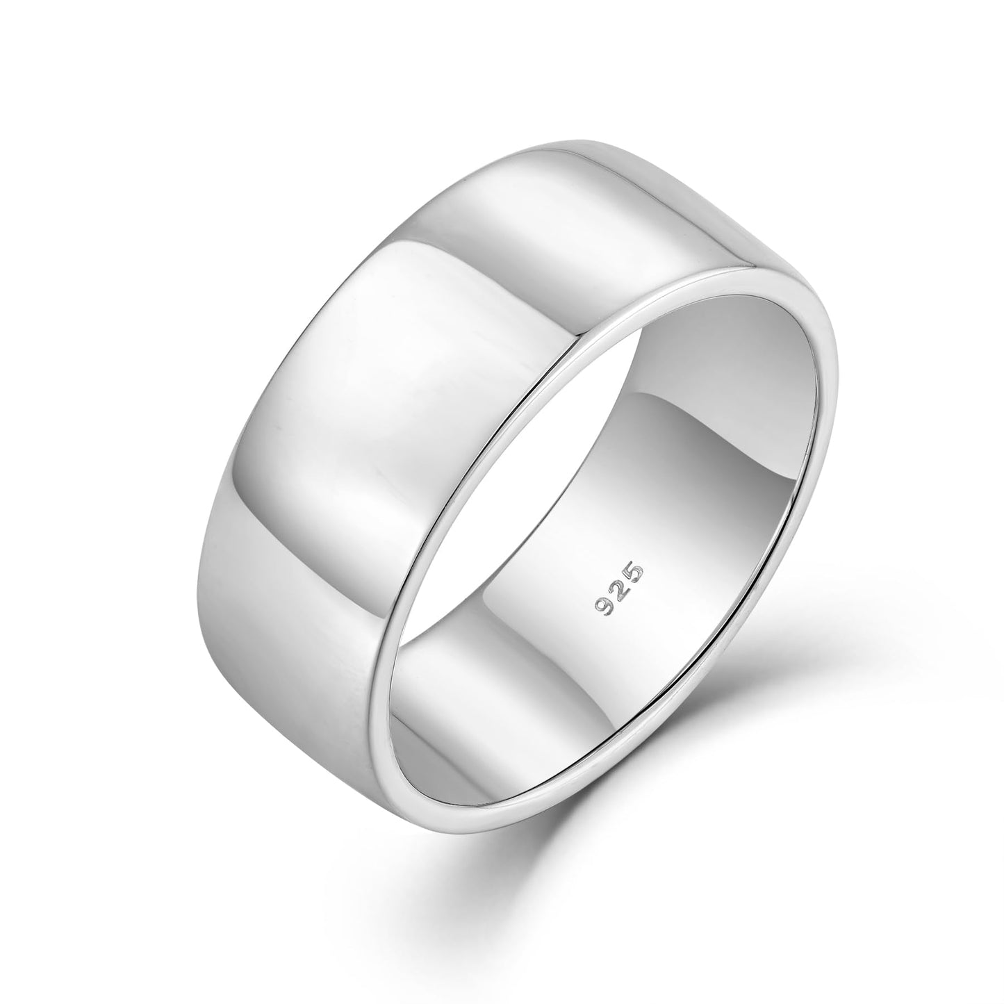 STARCHENIE Solid 925 Sterling Silver 8mm Wedding Band Ring, Comfort Fit High Polish, for Men and Women (Size 11)