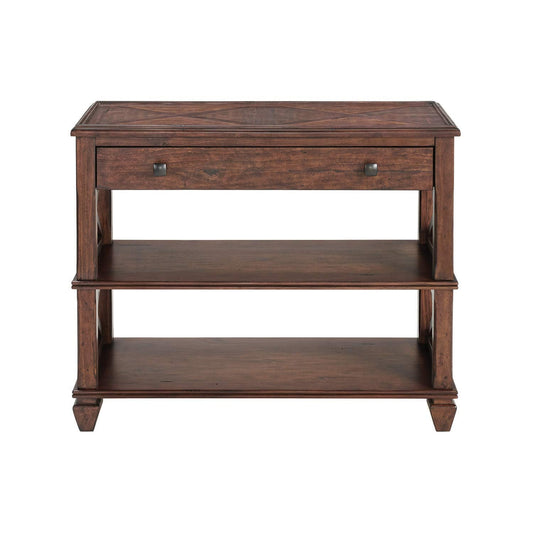 Alaterre Furniture Stockbridge 36 in. L Wood Sofa/TV Console with Drawer, Distressed Cherry Finish, Open Side Panels, Natural Grain, Ideal for Living Room, Supports up to 44 in. TV, Easy Assembly
