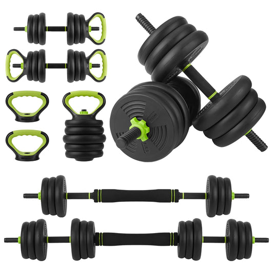Adjustable Dumbbell Set,88Lbs Free Weight Set with Connector, 4 In1 Dumbbells Set Used As Barbell, Kettlebells, Push Up Stand,Green and Black,Round