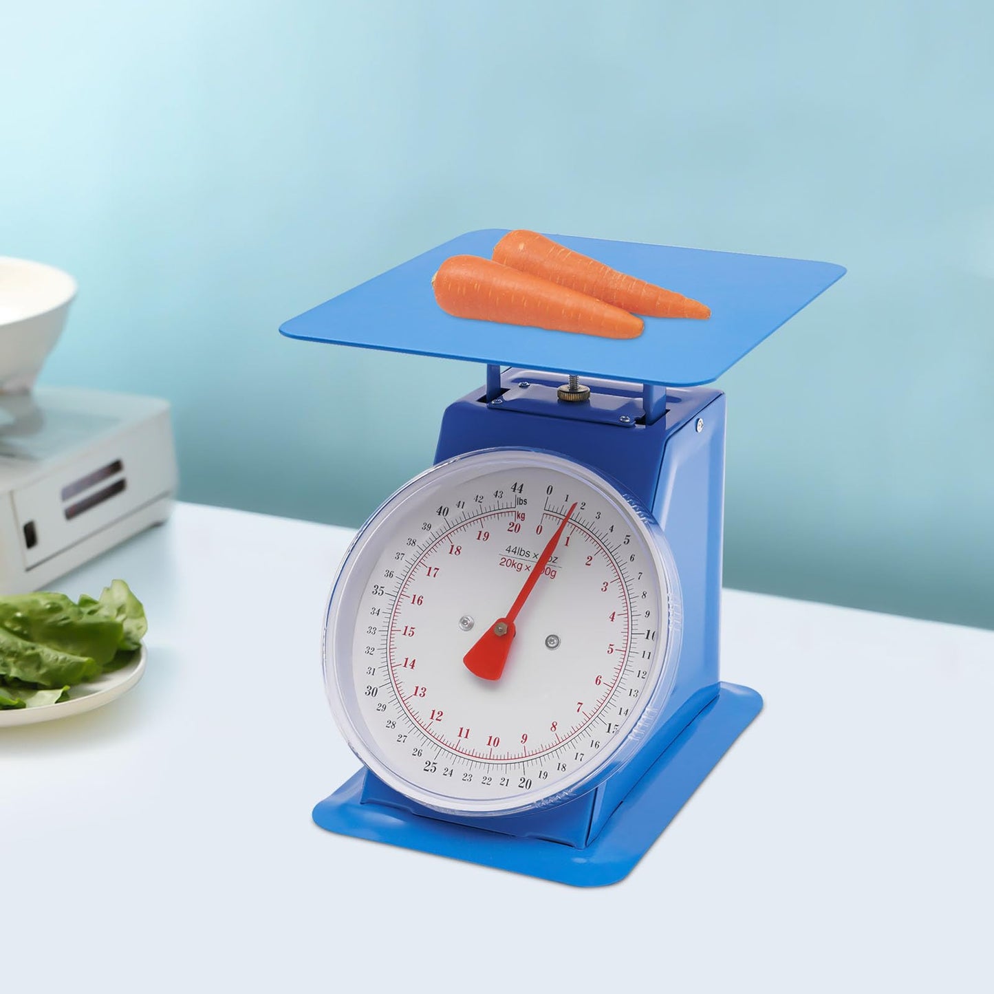 220lbs/100kg Mechanical Kitchen Scale, Mechanical Dial Scale with 13 x 13 Inch Weighing Pan, Heavy Duty Analog Dial Scale for Supermarkets Food Markets and Snack Shops