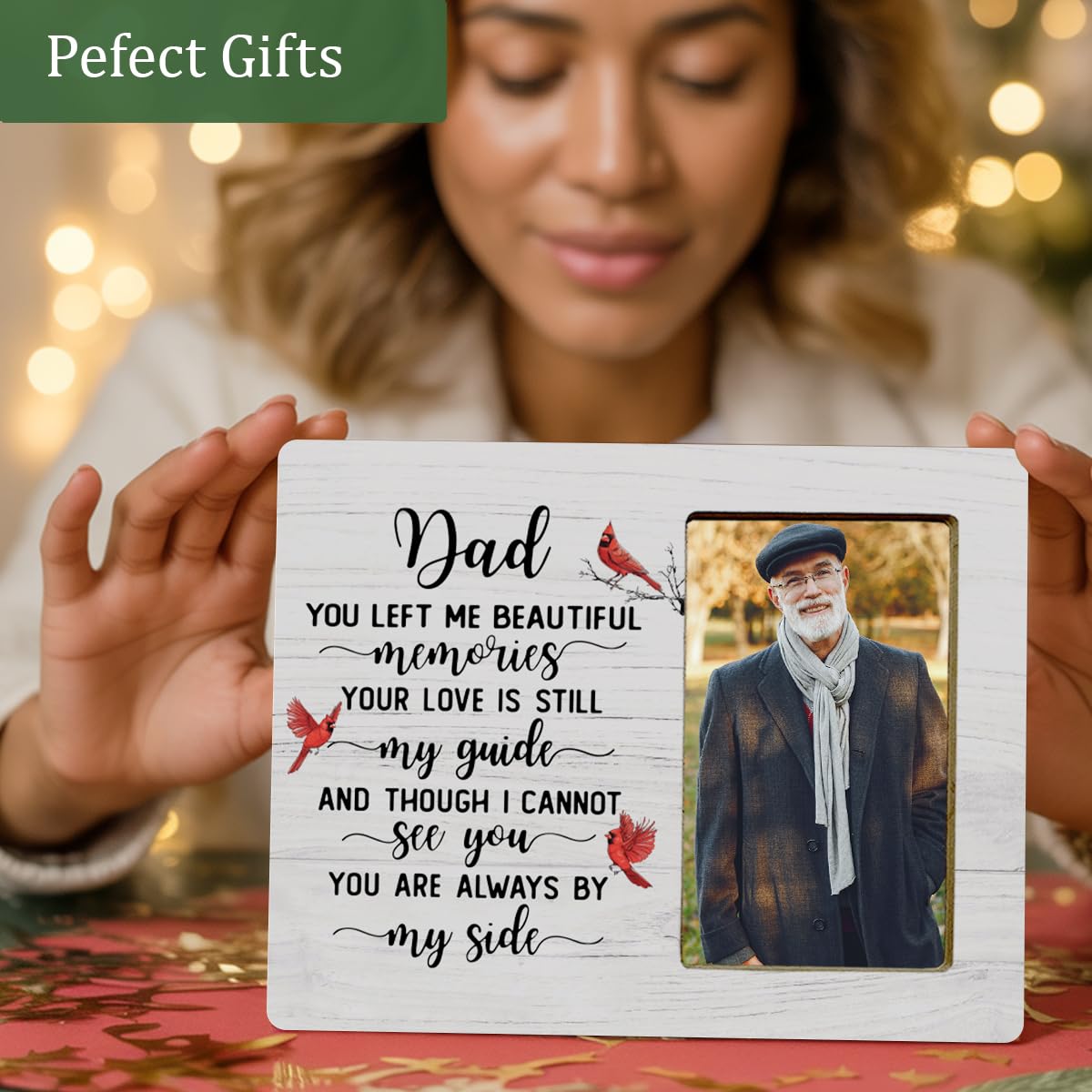 LUERHUI Memorial Cardinal Gifts Picture Frame for Loss of Dad, Sympathy Gifts, In Memory of Dad Wooden Picture Frames for Loss of Father