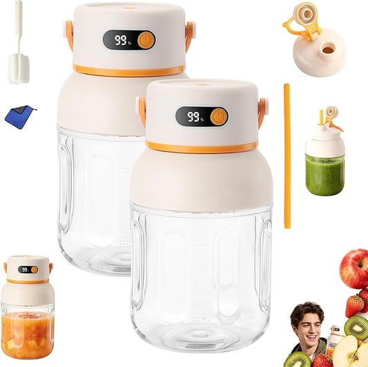 Portable Electric Juicer Cup with Zero Cord Hassle, Fresh Juicer Portable Blender with Digital Display, Leakproof USB-C Rechargeable Personal Blender for Home, Travel, Easy Clean (2a,800ml)