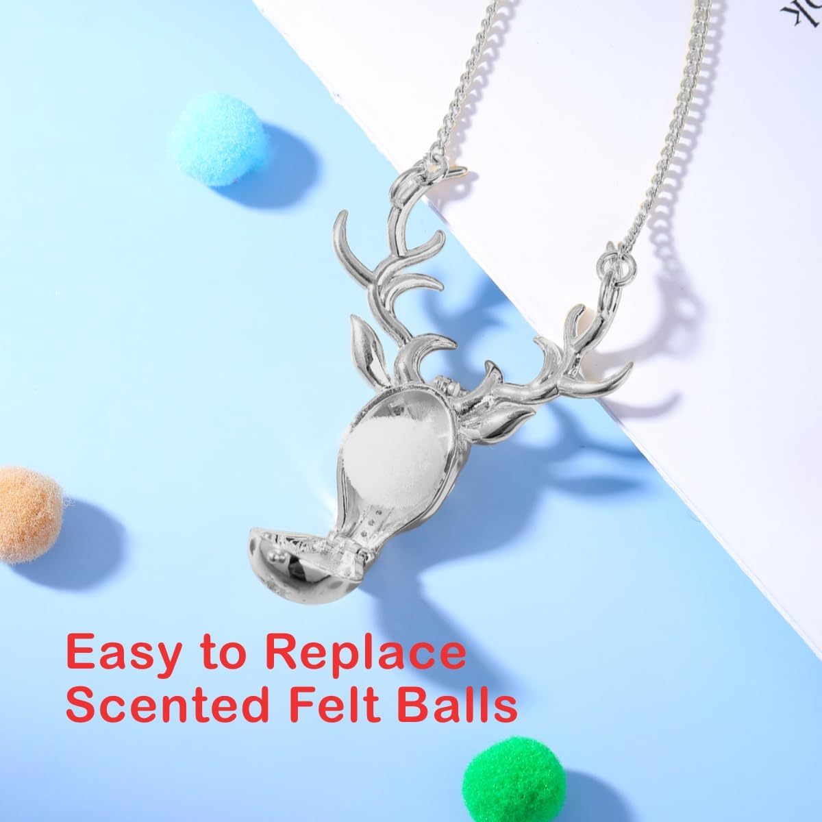 LOMEVERSE Essential Oil Diffuser Necklace - Hidden Scent Locket Jewelry for Anxiety & Stress Relief - Discreet 316L Stainless Steel Aromatherapy Necklace with Cubic Zirconia Buck Pendant - Yoga Self Care Gifts for Women, Mom, Nurse