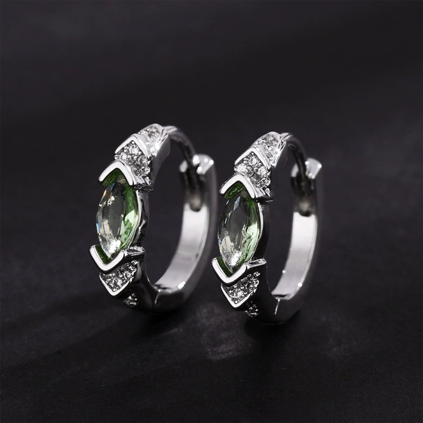 Lymphatic Drainage Slimming Hoop Earrings, Titanium Ion Lymphvity Germanium Acupuncture Therapy Moissanite Earrings Bloodstream Lymph Nodes CZ Jewelry for Women Men (Green-A)