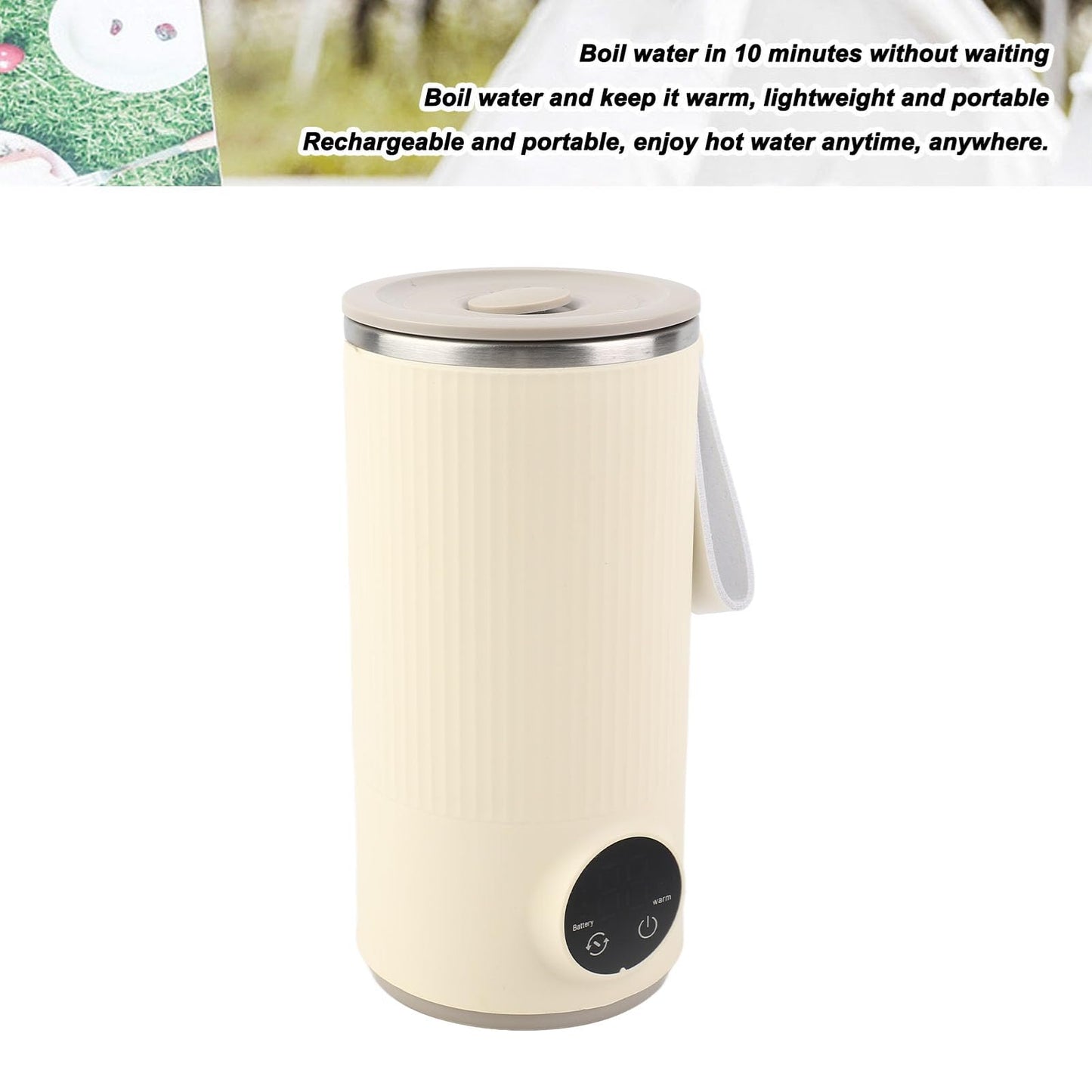 Travel Electric Kettle, Cordless Rechargeable 400ML 55°C Stainless Steel Travel Hot Water Boiler for Milk, Tea, Coffee, Portable Milk Warmer with Rotary Stirrer, Water Heater