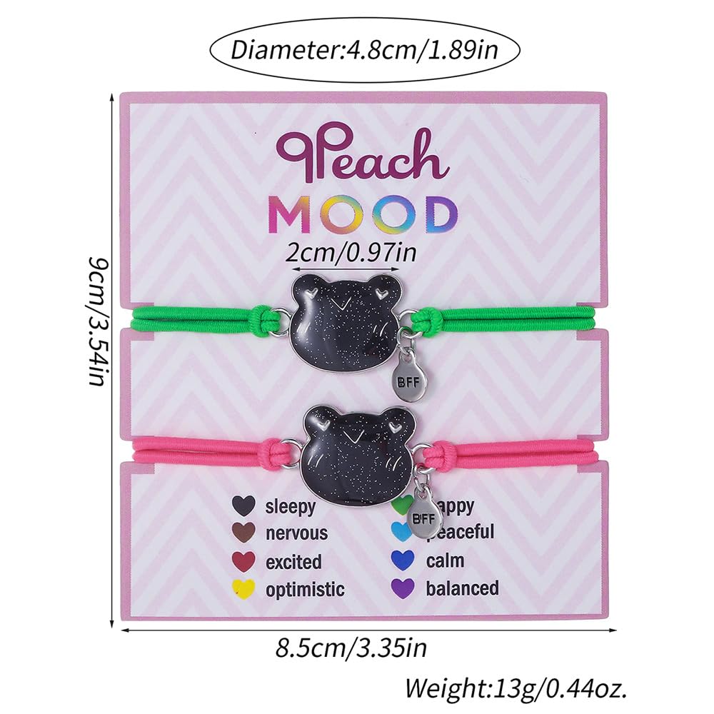 Dinosaur Frog Turtle Dragon Color Changing Mood Bracelet Set for Women Emotion Feeling Temperature Sensing Wrap Bracelet with Card Friendship Jewelry-Frog
