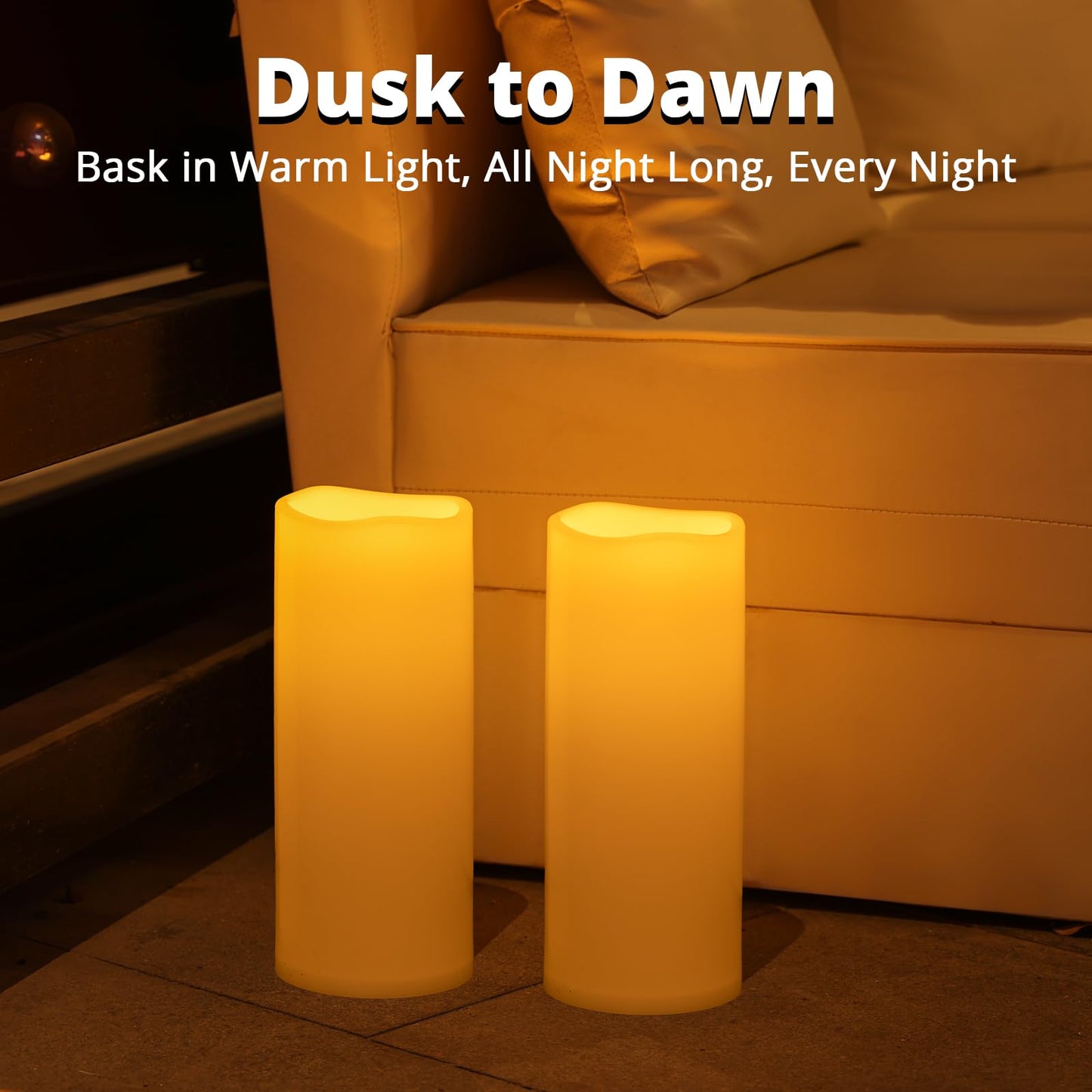 NURADA Large Outdoor Solar Candles Waterproof - 10" x 4" Rechargeable Solar Powered Flameless LED Pillar Flickering Candle for Patio Porch Lanterns Decor - Ivory White
