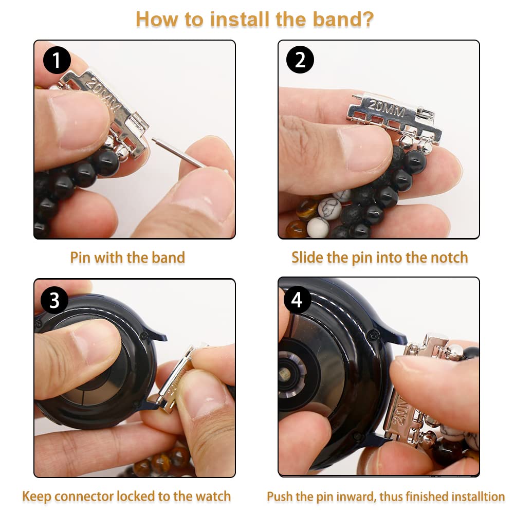 LuReen Beaded Bracelet Band Compatible with Galaxy Watch 7/6/5/4 40mm 44mm/Watch 6 Classic 43mm 47mm/Watch 5 Pro 45mm/Watch 4 Classic/Active 2 Band, 20mm Elastic Stretchy Strap Wristband for Women