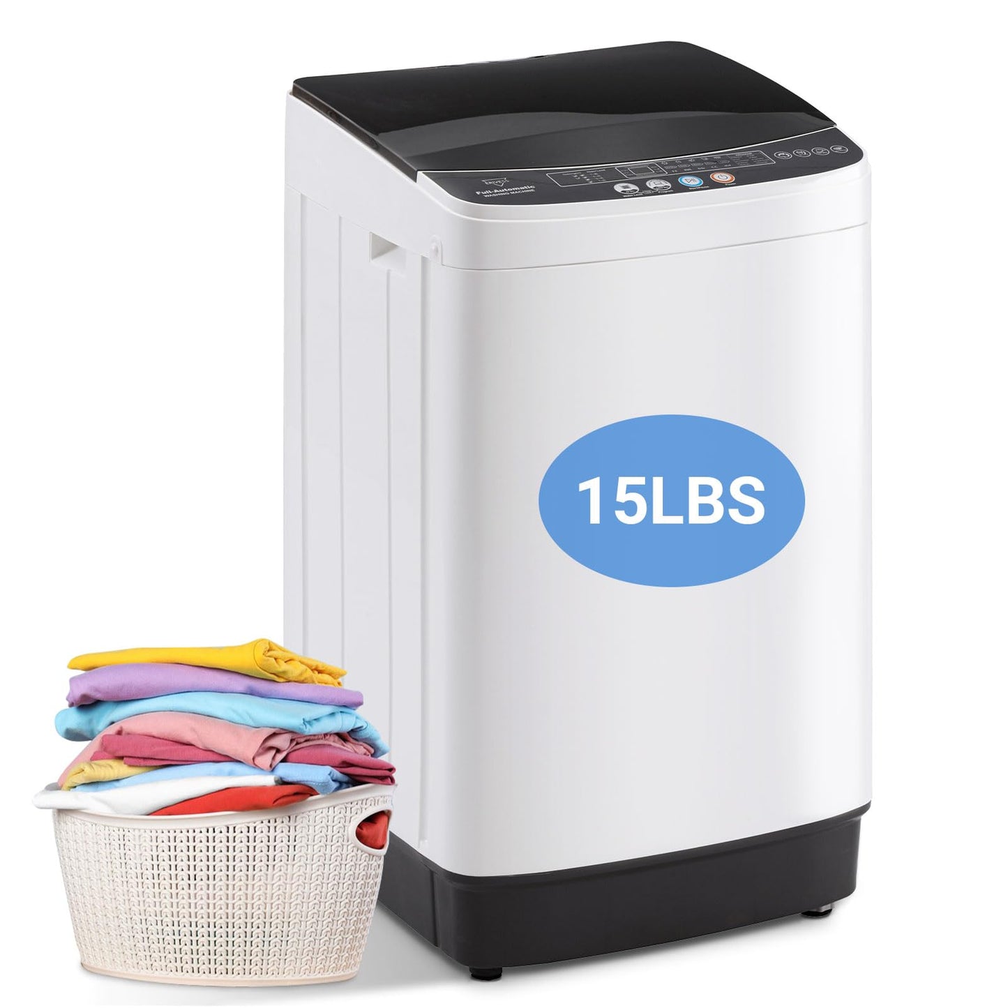 Erivess 15lbs Portable Washing Machine, 1.9 Cu.Ft Full Automatic Washer and Dryer Combo with 8 Wash Programs, Compact Laundry Washer for Apartment, Dorm, RV, Small Spaces, Lavadora