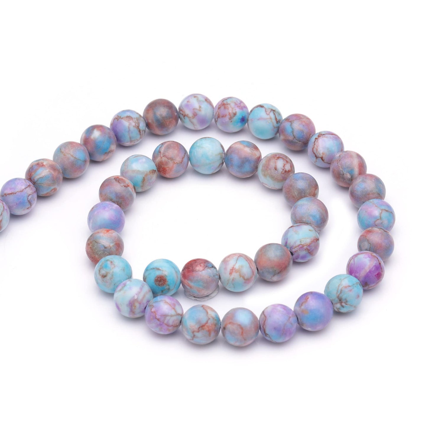 Youngbling Natural Gemstone Beads for Jewelry Making,8mm Purple Jasper Polished Round Smooth Stone Beads,Genuine Real Stone for Bracelet Necklace 15 Inch