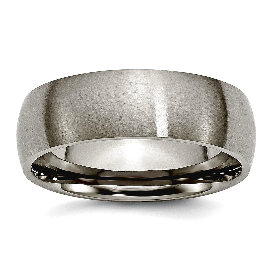 JewelryWeb Titanium Half Round 7mm Brushed Band Ring Size 15 Ring for Women and Men