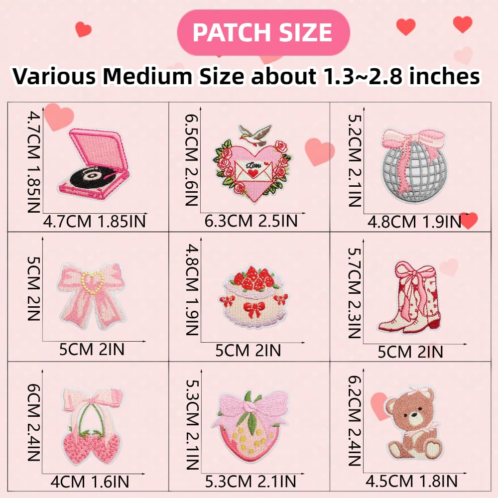 20 Pcs Preppy Valentine's Day Style Iron on Patches, Random Girl Cowgirl Theme Embroidered Vintage Sew on Patches, Cute Applique Repair Patches for DIY Clothing, Jackets, Hats, Backpacks, Jeans