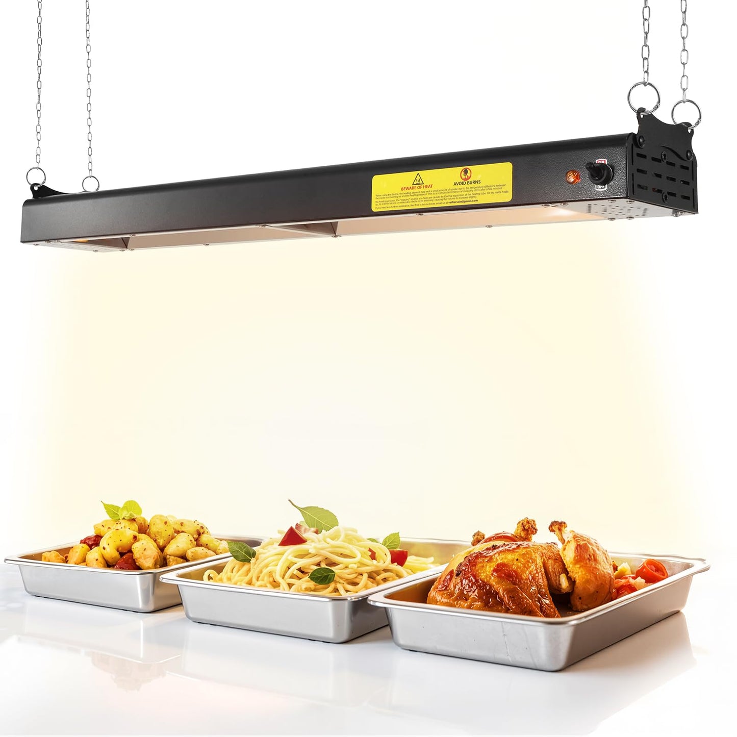 Hiteemer 36-Inch Food Heat Lamp, 1000W Commercial Food Warmer Lamp Electric Strip Heater Overhead Stainless Steel Heat Lamps for Buffet Restaurant Parties Catering, Black 115V