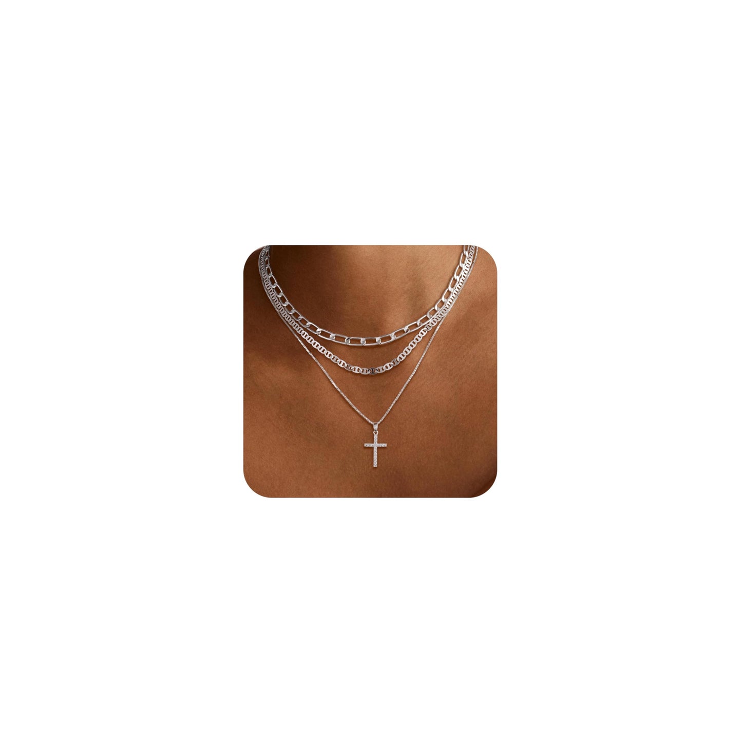MFRYK Gold Necklaces for Women,14K Gold/Silver Plated Choker Layered Necklace Dainty Pearl Disc Cross Circle Heart Pendant Chain Stackable Necklaces, Multilayer Jewelry Set Gifts for Women