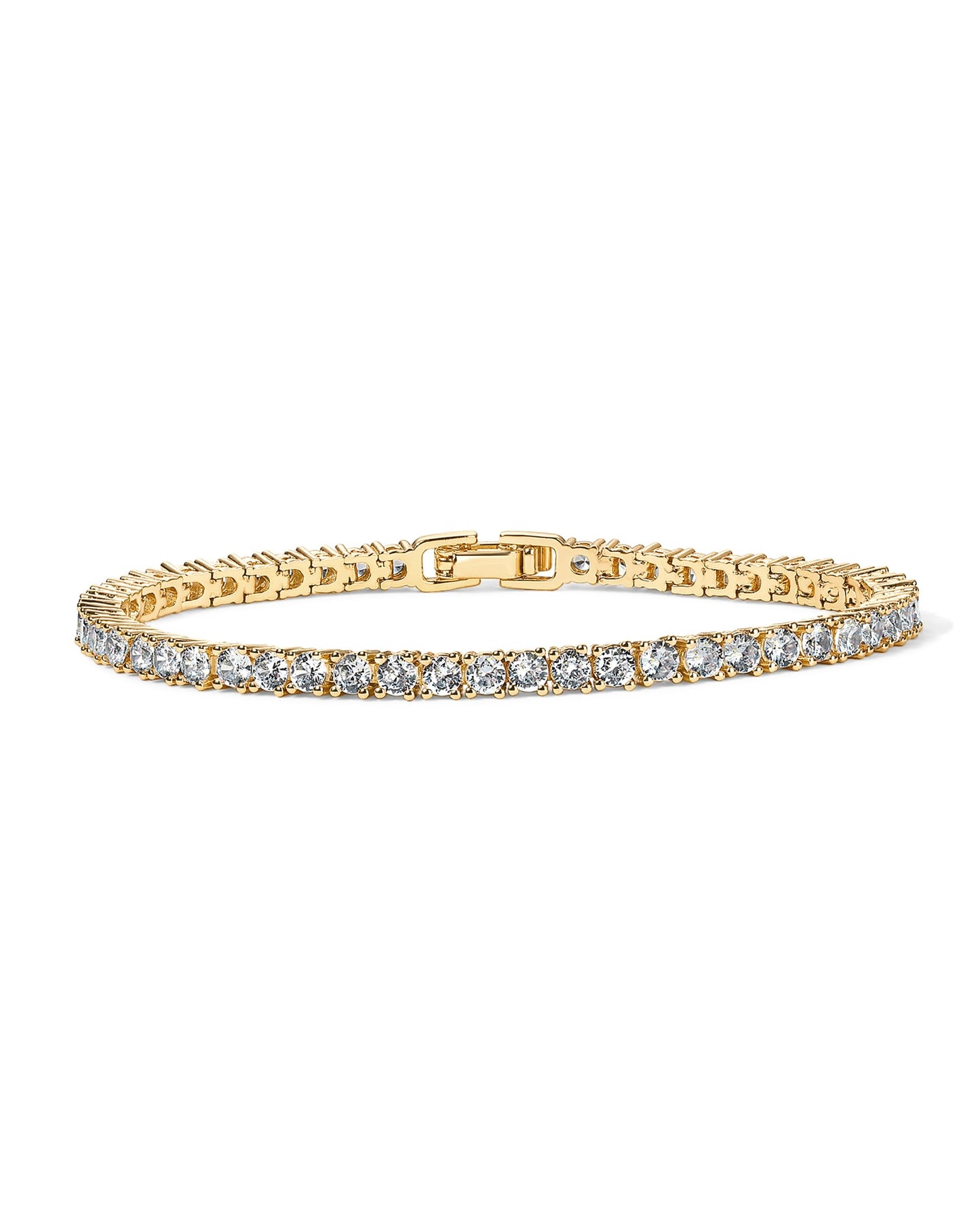 PAVOI 18K Yellow Gold Vermeil Tennis Bracelets for Women - 3mm Cubic Zirconia Classic 925 Sterling Silver Gold Tennis Bracelets for Women and Men - Trendy CZ Jewelry Gifts - Size 7.5 Inches