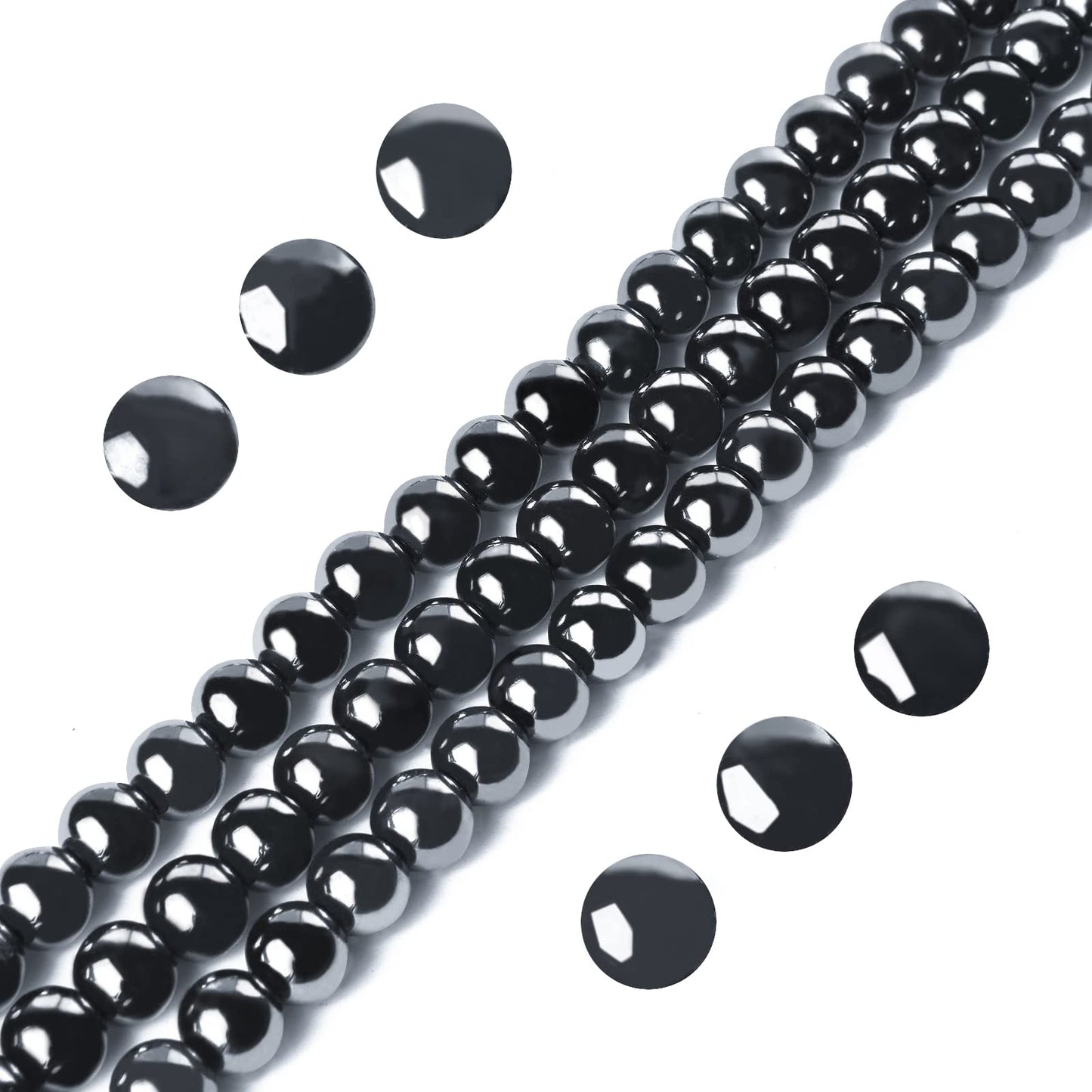 100pcs 6mm Black Hematite Beads Natural Gemstone Beads Round Loose Beads for Jewelry Making