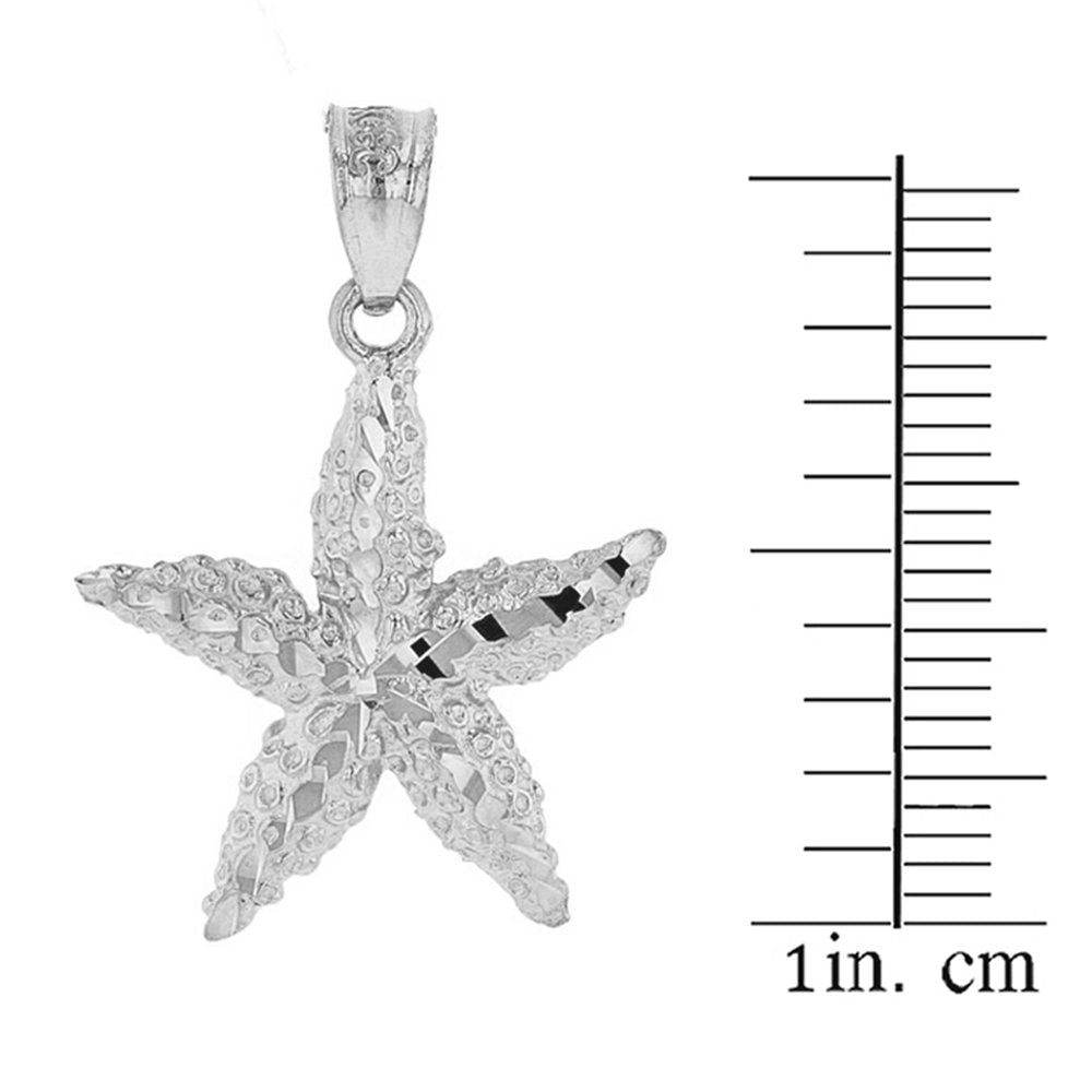 925 Sterling Silver Starfish Sea Star Pendant Necklace, 16"
