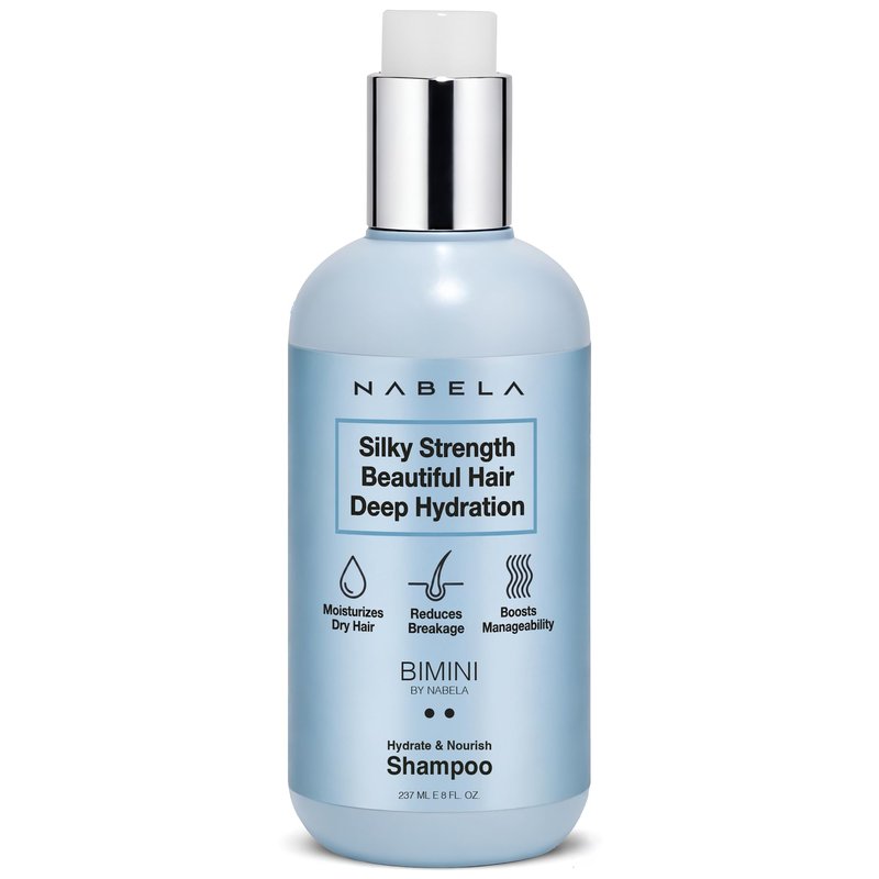 NABELA Hydrating Shampoo for Dry Damaged Hair - Hyaluronic Acid & Argan Oil Anti Frizz Formula - Sulfate Free Shampoo for Curly Hair & Waves - Moisturizing Cleanser with Shea Butter, 8oz