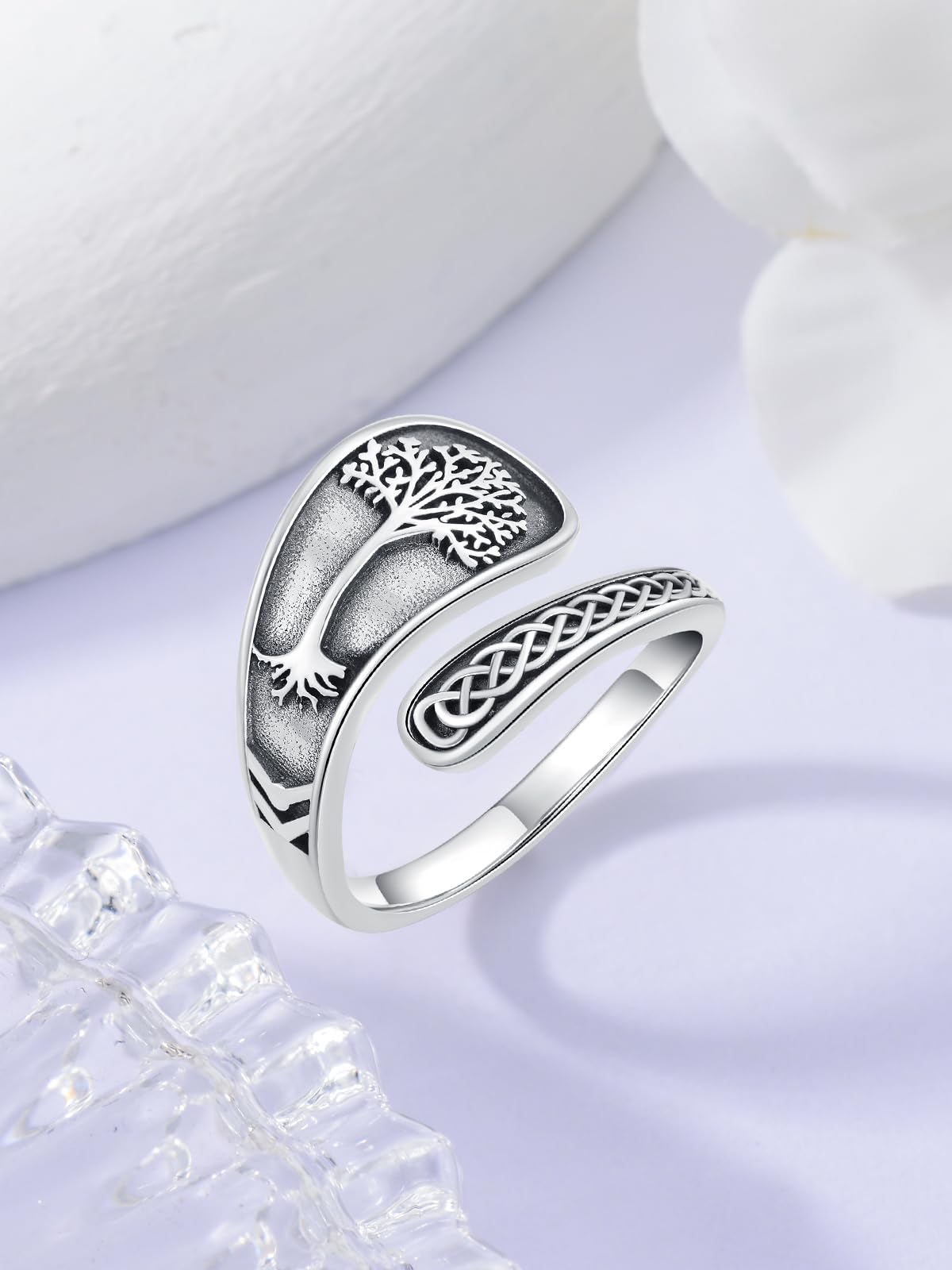 Midari Sterling Silver Celtic Life of Tree Ring Adjustable Thumb Rings Vintage Tree of Life Rings Gifts for Women Men Birthday Christmas
