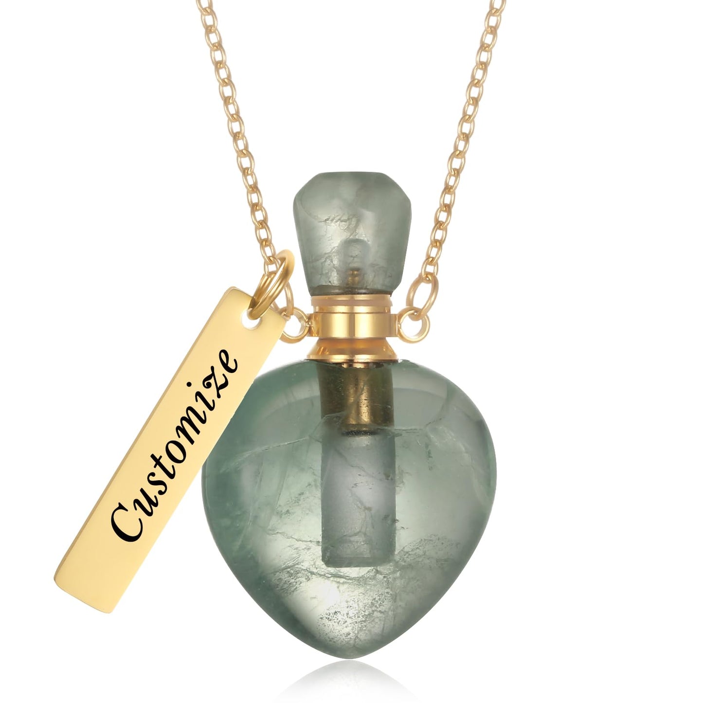 STEFWD Natural Crystal Cremation Jewelry For Ashes - Heart Urn Necklace Hold Loved Ones/Pet Ashes Keepsake Memorial Pendant For Women (Customize)