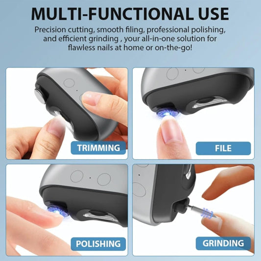 Electric Nail Clipper Fingernail Trimmer, Polisher with Clip Storage LED Light USB-C Rechargeable 2 Speed Gears Automatic Safety Nail Cutter for Baby, Kids, Seniors, Caregivers (Black)