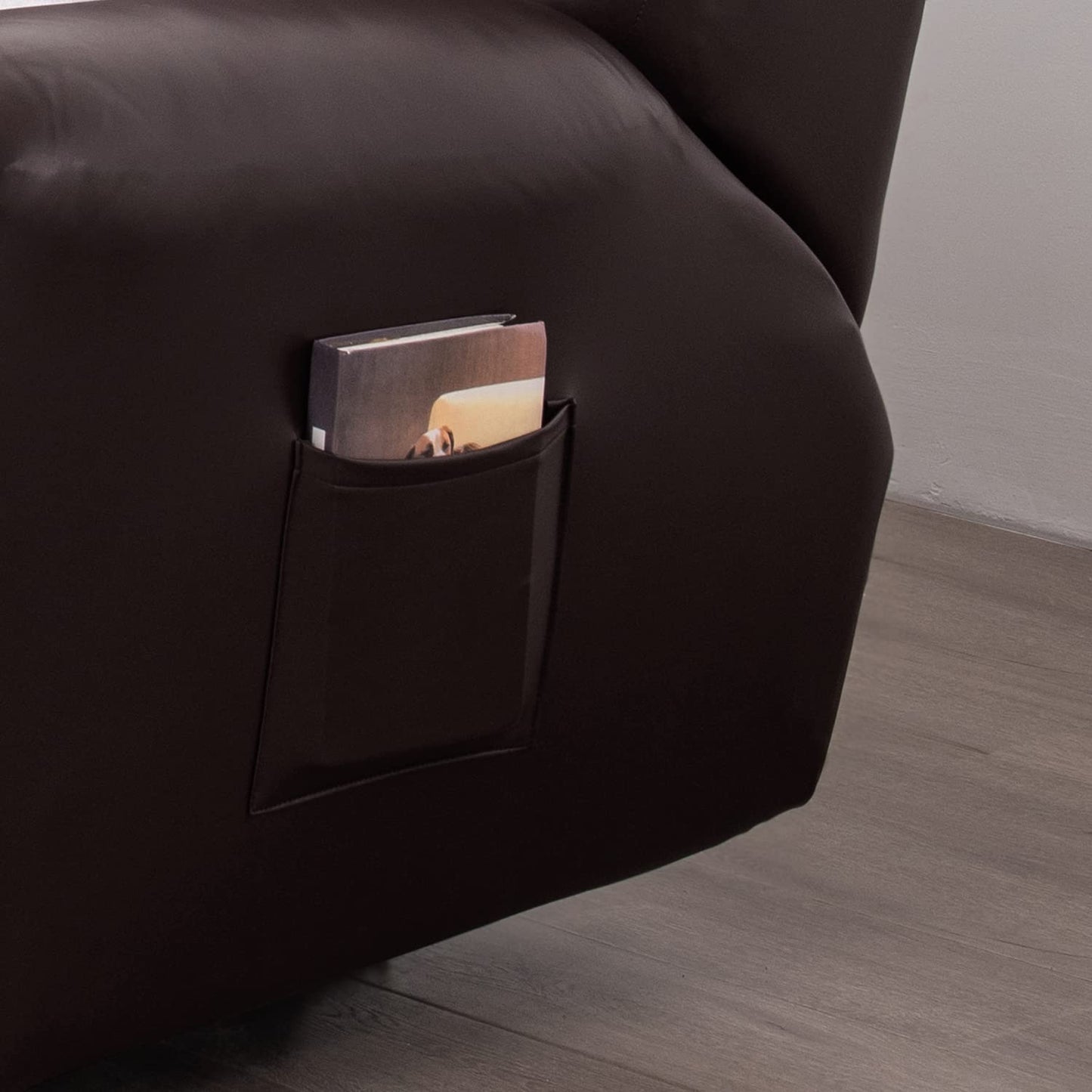 JOKIVTOU 1/2/3 Seats PU Leather Stretch Recliner Cover Sofa Cover with Side Pockets Waterproof Slipcover Recliner Couch Cover Furniture Protector with Elastic Bottom Living Room