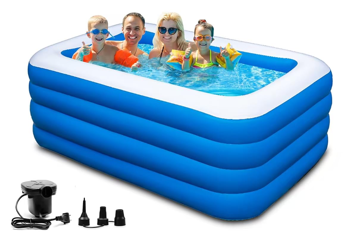 Inflatable Swimming Pool, 79" x 58" x 29" Thickened Family Above Ground Pool for Outdoor, Backyard, Garden, Summer Water Party