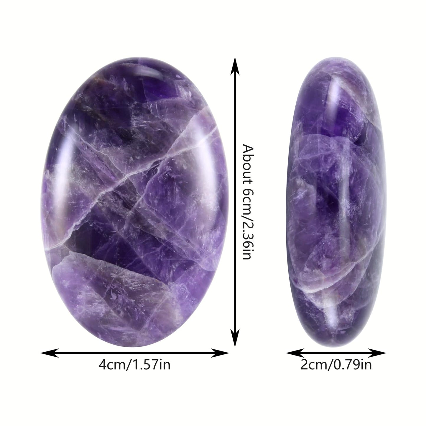 Nvzi Amethyst Crystal Palm Stone, Worry Stones, Crystals and Healing Stones, Polished Rocks, Natural Gemstones, Chakra Stones for Healing Crystals Daily Use