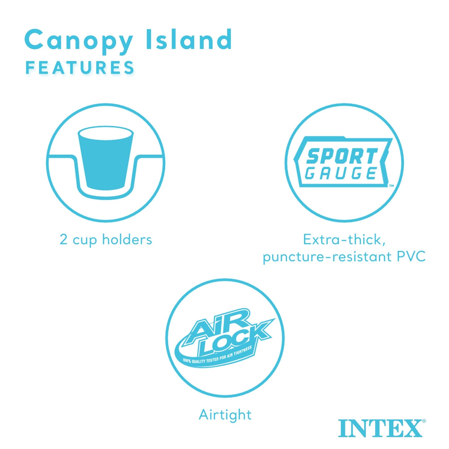 INTEX 58292EP Canopy Island Inflatable Pool Float: Comfortable Lounge Surface – Built-in Cup Holders – Detachable Sunshade – 440lb Max Weight Capacity – 78.5" x 59"