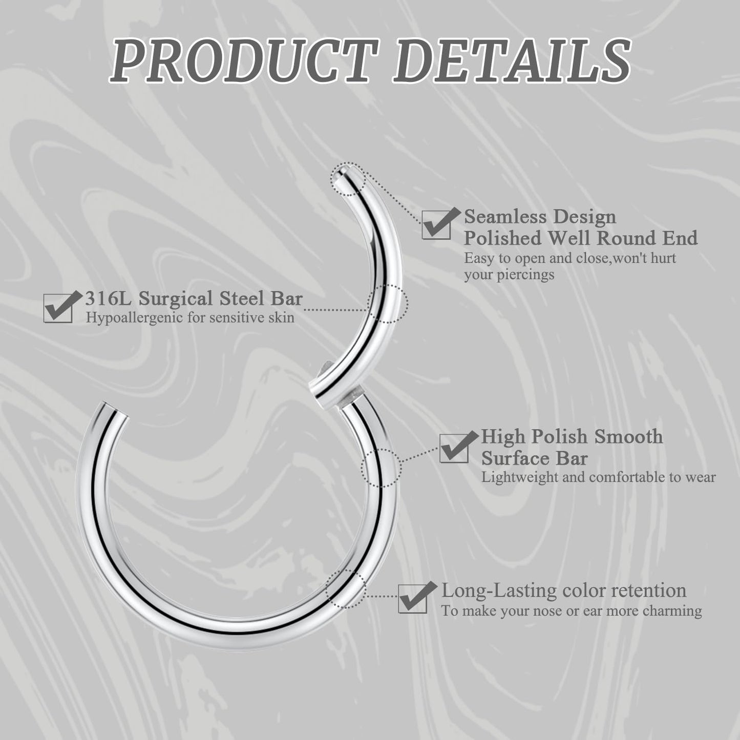 GAGABODY 20g Cartilage Earring Rook Daith Earrings 6mm Tragus Earrings Anti-Tragus Earring Silver Nose Ring Hoop Nose Rings 20 Gauge