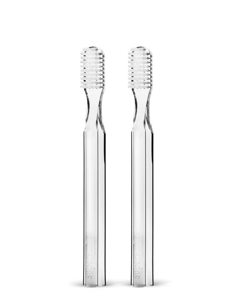 Supersmile New Generation Toothbrush, Clear, 2 Pack Toothbrush, Patented 45° Angled Soft Bristle Toothbrush with DuPont® Bristles, Ergonomic Handle, Safe for Veneers