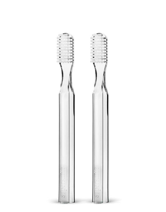 Supersmile New Generation Toothbrush, Clear, 2 Pack Toothbrush, Patented 45° Angled Soft Bristle Toothbrush with DuPont® Bristles, Ergonomic Handle, Safe for Veneers