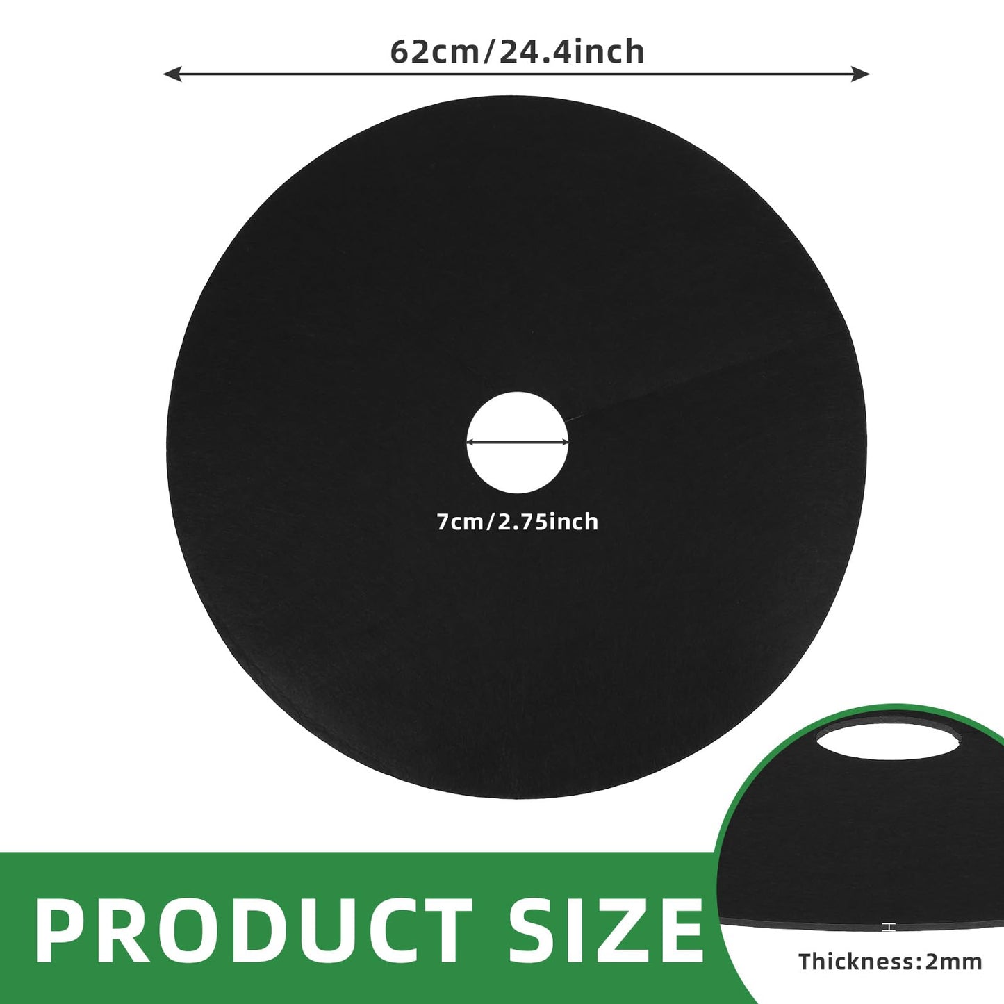 TezhiIe 10 PCS Non Woven Tree Rings, Round 24.4 Inches Base Weed Barrier Fabric Cover, Degradable & Reusable Tree Mulch Rings for Landscaping Weed Control Root Protection
