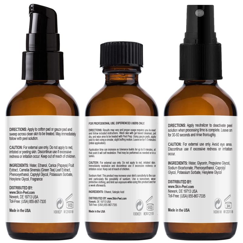 MedPeel Salicylic Acid 20% Essential Peel Kit, Includes Peel, Prep, Neutralizer, Medium Strength Professional Grade Chemical Face Peel for all Skin Tones, 1oz/30ml (Kit of 3)