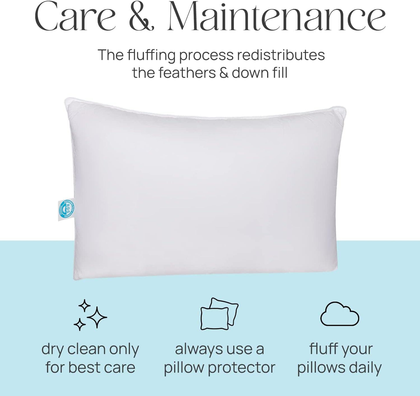 East Coast Bedding Cozy Dream Goose Feather and Down Pillows - RDS Certified, 100% Cotton Cover, Hotel Collection, Bed Sleeping, Medium Support, Queen 2 Pack